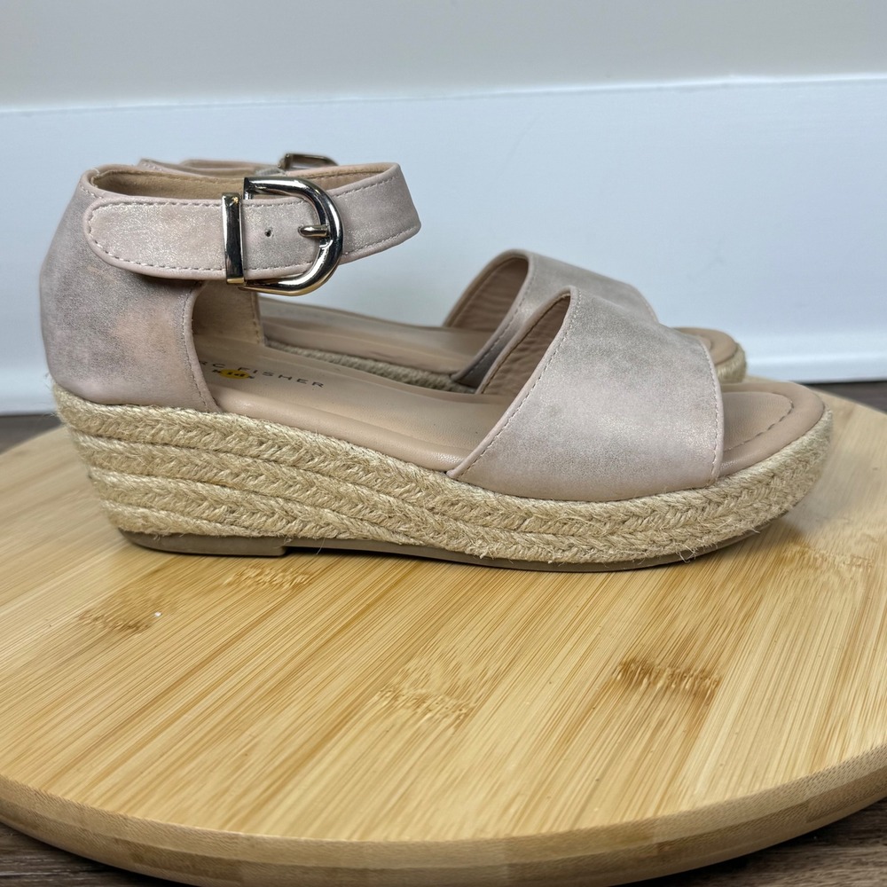 Marc Fisher Espadrille Wedge Sandals Kids Size 3 Rose Gold Good Metallic Boho